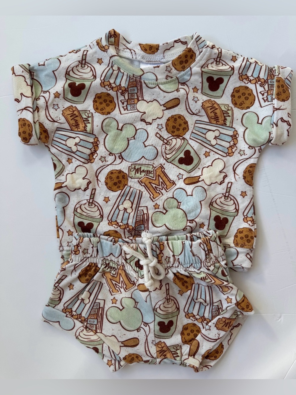 Dear Aspen Disney Park Snack Print Matching Set 9-12M